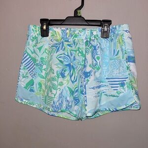 Lilly Pulitzer Ocean Trail Blue and Green Print Shorts fully lined